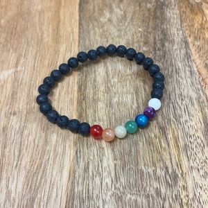 Lava Stone Chakra Bracelet - Handmade